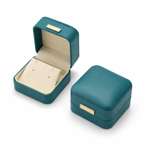 Boîte à boucles d'oreilles de luxe personnalisée en cuir PU rigide avec charnière, insert floqué, impression de logo personnalisé, prix de gros - Product Image 5