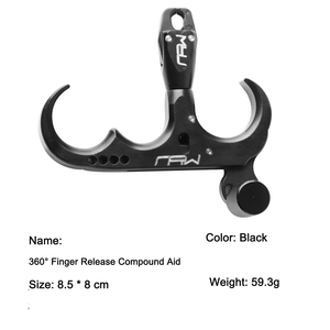 Tiro con arco 3 dedos arco liberación gatillo compuesto arco liberación 360 cabeza de rotación aleación de aluminio pulgar gatillo calibre tiro - Product Image 5