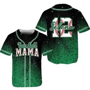 เสื้อเบสบอล Baseball Mama Ombre Glitter สำหรับผู้หญิง คอวี ติดกระดุม ประดับกลิตเตอร์ สไตล์ลำลองสำหรับคุณแม่ - Product Image 6