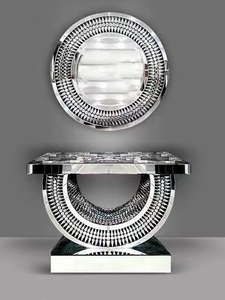Mesa de consola de cristal de lujo, mueble moderno de diamante con espejo - Product Image 2