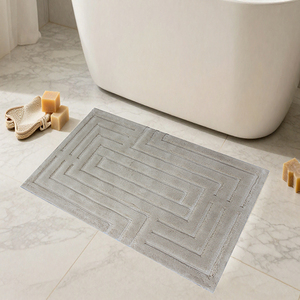 Severa Beige 60*100cm Thick Cotton Bath Mat Solid Color Rectangle Jacquard Bath <b>Rug</b> & Shower <b>Rugs</b> Custom Made In Turkey - Product Image 1