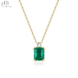 Tremendous Quality Elegant 18K Solid Yellow Gold Real Natural Emerald Pendant <b>Necklace</b> Fine Jewelry Diamond <b>Necklace</b> For Women - Product Image 2