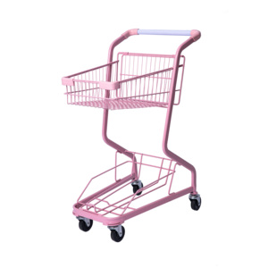 İki kat Metal alışveriş arabası arabaları çift katmanlar sepetli araba renkli sepet sepeti toplama arabası - Product Image 3
