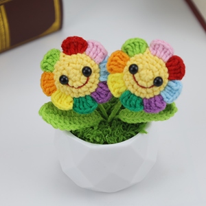2025 tournesols Girasol Crochet Pots de fleurs fleurs artificielles tissées à la main pour la fête <span class=keywords><strong>des</strong></span> mères mariage invité cadeaux bureau déco - Product Image 1