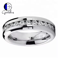 Bague de mariage personnalisée pour femme en titane Gentdes Jewelry, design géométrique tendance avec incrustation de zircon taille princesse, plaqué or