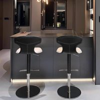 Tabouret de bar pivotant moderne en métal réglable à dossier haut, rembourré en cuir PU, pour comptoir commercial