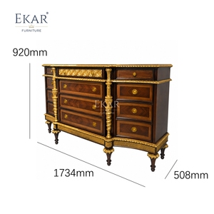 <span class=keywords><strong>Commode</strong></span> américaine <span class=keywords><strong>Empire</strong></span> Breakfront |   Buffet classique de luxe en parquet avec colonnes dorées - Product Image 6
