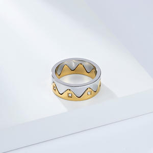 Crown Shape <b>Titanium</b> Steel <b>Ring</b> With Diamond Inlay Unisex Fashion Jewelry Gift For Men Women Couples Geometric Design - Product Image 4