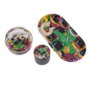 Vente en gros, kit d'accessoires pour fumeurs rose personnalisé, pipe, cendrier, pot, plateau roulant en métal, ensemble <span class=keywords><strong>de</strong></span> kit pour fumeurs 5 en 1 - Product Image 4