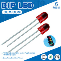 LED a cappello rosso con foro passante 5.2x3.8mm, chip DIP, 5V, certificato ROHS, marca Highlight, 620-630nm, 0.06W, 50000 ore