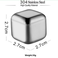 Pierre à whisky réutilisable en acier inoxydable 304 avec pinces et boîte de rangement, Mini Cube de glace