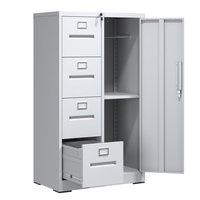 Armoire de rangement en acier à quatre tiroirs et une seule porte avec serrure, design moderne et mobile, pour appartement et bureau