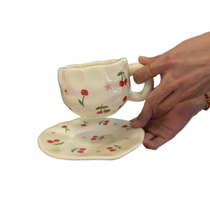 Factory Hot Selling Irregular Handmade Ceramic Cups Coffee Cup and Dish <b>Set</b> Ceramic Mug Porcelain Mugs - Product Image 1