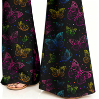 Großhandel Damen High-Waist Flare Yoga-Hosen Neon-Schmetterling Bedruckte Schlaghosen Schwarze Leuchtende Blumen-Leggings