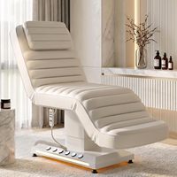 Camilla de Masaje Eléctrica de Lujo Blanca con Control de un Botón para Spa y Salón, Cama de Estética Facial y de Pestañas con Calefacción para Esteticistas
