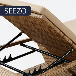 كرسي استلقاء خارجي محمول عالي الجودة من الخوص الحديث، مصنوع من المعدن والراتان والحديد، مقاوم للأشعة فوق البنفسجية، مع صندوق تخزين، مناسب للفيلات والشواطئ - Product Image 5