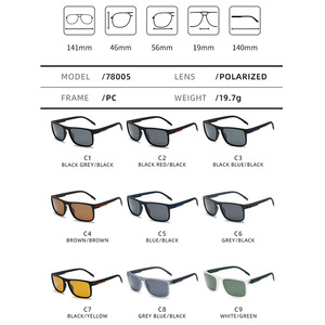 Men's Rectangle Polarized Sunglasses UV400 Outdoor Fashion Full Rim 141mm Black <b>Grey</b> <b>Frame</b> - Product Image 1