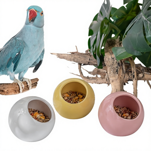 Anti-bijt keramische voerbak voor vogels, papegaaien, sproeten, tijgerhuidvogels, kleine voederbak, anti-verspreiding, anti-spat schaal, automatische bolvormige vogelbak - Product Image 1
