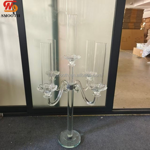 SMOOTH Hot Selling Luxury 9 Head Table Centerpiece Candelabra Clear Transparent <b>Crystal</b> Candle Stand Fit <b>Real</b> Candle - Product Image 5