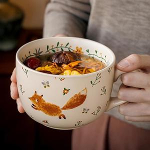 Venta al por mayor de bonitos y grandes cuencos de cerámica para desayuno, avena, cereales y fideos, con tapa hermética, aptos para leche, café y microondas - Product Image 5