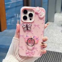 Coque de téléphone 2-en-1 BAILI Factory avec support papillon et gelée, pour iPhone 17 Air 16 15 14 Plus 13 Pro, avec breloque nœud coloré
