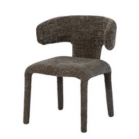 Chaise de salle à manger moderne entièrement recouverte de tissu, chaise d'appoint à dossier incurvé avec pieds en métal et revêtement en chenille pour la maison