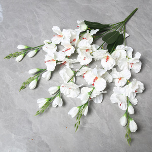 Bouquet de gladiolus en soie artificielle, <span class=keywords><strong>fleur</strong></span> artificielle, orchidée à cinq branches, <span class=keywords><strong>d</strong></span>écoration de salon, mariage, hôtel, transfrontalier - Product Image 3