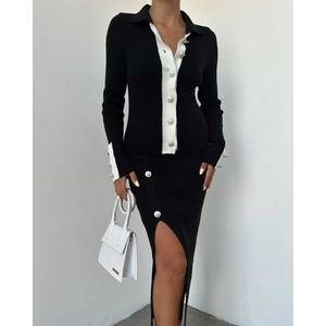 Ensemble de tricots à boutons en bronze 1004, motif imprimé décoratif, collection hiver et printemps - Product Image 2