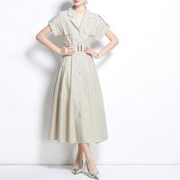 Droma en stock 2025 Nouveau design Vintage à manches courtes pour femmes Robes décontractées slim à la mode pour femmes Vêtements pour femmes Robe chemise noire