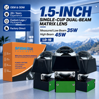 Phare de voiture/moto SFIDA LD-10 1,5 pouce 45W Bi LED, projecteur antibrouillard, lentille 12V, forme d'ampoule H4, 6000K, 4500 lumens