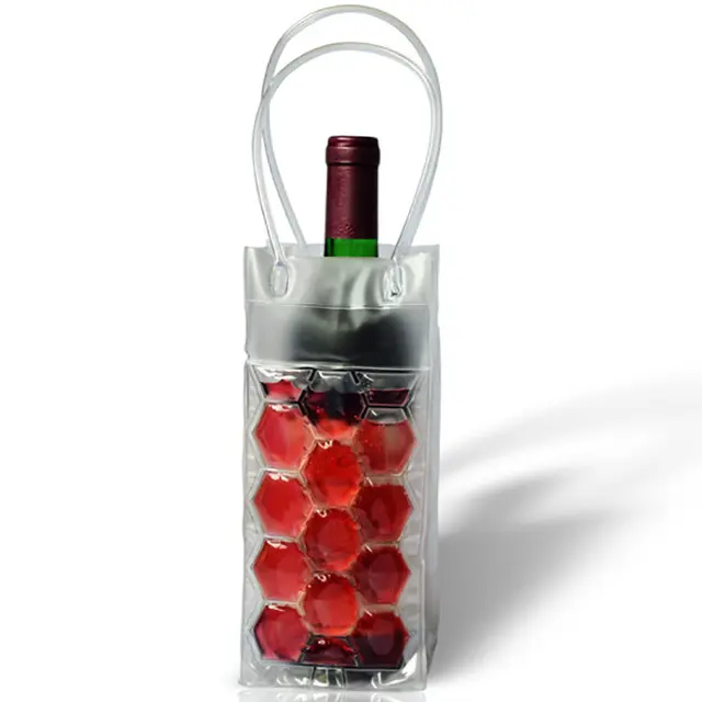 Portatile Trasparente IN PVC Trasparente di vino Sacchetto di Ghiaccio del pvc Sacchetto di Raffreddamento di Vino con Manico in pvc sacchetto di raffreddamento di vino