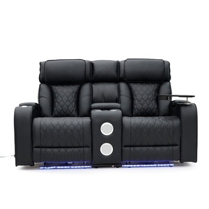Geeksofa Muebles Modernos de Cuero, Sofá Reclinable Eléctrico con Movimiento, Juego de 3, 2 <span class=keywords><strong>y</strong></span> 1 Plazas con Consola <span class=keywords><strong>y</strong></span> Mesa Abatible para Sala de Estar - Product Image 3