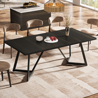 Table à manger Tribesigns de 70,86 pouces, grande table noire pour 6 à 8 personnes, table de cuisine rectangulaire moderne avec structure en métal
