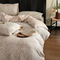 Parure de lit de luxe 200 fils en coton teint 100% avec housse de couette et draps, motif texturé tissé