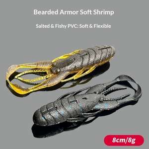 4 leurres souples artificiels en PVC de 80 mm et 8 g, imitation <span class=keywords><strong>crevette</strong></span>, coulants, parfumés au sel, pour la pêche au bar noir - Product Image 4