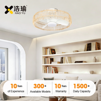 # Ventilateur de plafond LED rustique 20 pouces avec abat-jour tressé et télécommande, modèle 3465 OEM d'usine, pour chambre et salon