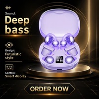3 in 1 3 Pasang Earbud Nirkabel dalam Satu Unit Q102 Layar LED Headphone Olahraga Musik Gaming Semi-In-Ear Mini Earbud Jepit Telinga