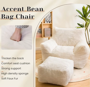 Sofá Puff Grande Moderno de Piel Sintética, Cómodo Sillón de Lectura Individual con Reposapiés para Sala de Estar, para Adultos y Adolescentes - Product Image 5