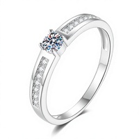 Bague en argent S925 avec moissanite, pierre centrale pavée, ajustable, ouverte, pour hommes et femmes, ensembles de bagues personnalisées en moissanite