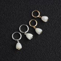 Boucles d'oreilles créoles tendance en or 14K avec pendentifs en forme de bourgeons de magnolia Yulan, bijoux permanents pour le quotidien