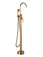 Ensemble douche et baignoire autoportant au design minimaliste moderne, avec robinet cascade silencieux à noyau en céramique, style contemporain