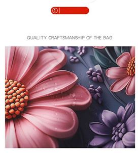 Bolsa de Compras Reutilizable, Plegable, Impermeable, de Poliéster, Colorida, con Diseño de Flores Impresas Personalizadas, Ecológica, para Supermercado, 2026 - Product Image 3