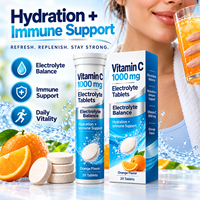 Comprimés effervescents quotidiens pour l'immunité et l'hydratation avec Vitamine C 1000mg, Mélange d'électrolytes et Zinc, 20 unités, Vrac, OEM