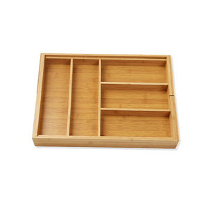 Boîte de rangement pour couverts en bois, rectangulaire, 4 compartiments, dessus ouvert, pour ustensiles de cuisine, organisation de la maison - Product Image 2