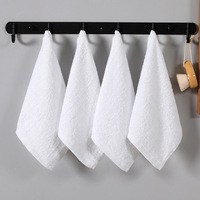 Factory-direct Stock White square Towels for Hotels/restaurants Plain Weave Highly Absorbent Disposable Hand Towels; logo