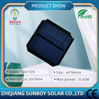 64x64mm 6V70mA Perc petit panneau solaire pour lumière LED bricolage Mini batterie alimentation panneau époxy Module de cellule solaire