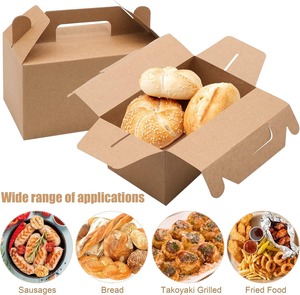 Cajas de Papel Kraft para Alimentos, Cajas para Llevar Comida, Cajas de Regalo con Tapa y Asa, Cajas para Hamburguesas - Product Image 1