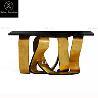 Table console moderne de luxe pour entrée de hall, nouveau design, tiroirs en acier inoxydable doré, plateau en verre