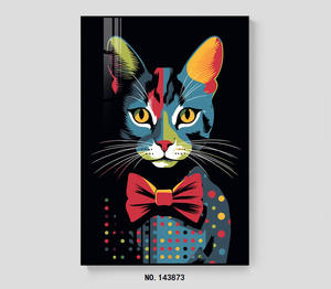 Retrato <span class=keywords><strong>de</strong></span> gato negro minimalista, arte <span class=keywords><strong>de</strong></span> pared <span class=keywords><strong>de</strong></span> diamantes, felino elegante con paisaje para decoración para sala <span class=keywords><strong>de</strong></span> estar - Product Image 5