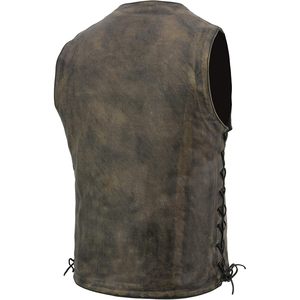 Chaleco de Cuero para Hombre MLM3540 2025, Diseño Clásico con 10 Bolsillos, Color Marrón Desgastado - Product Image 6